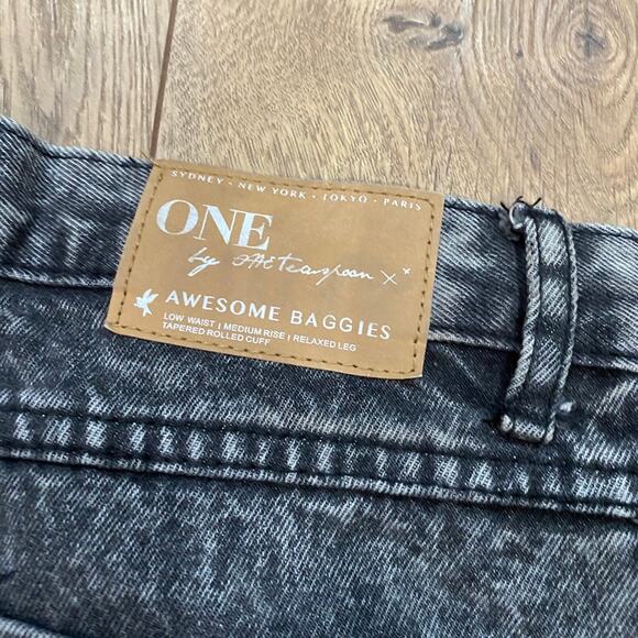 One Teaspoon Awesome Baggies Jeans Charcoal Acid Wash Distressed 27 - Picture 7 of 10